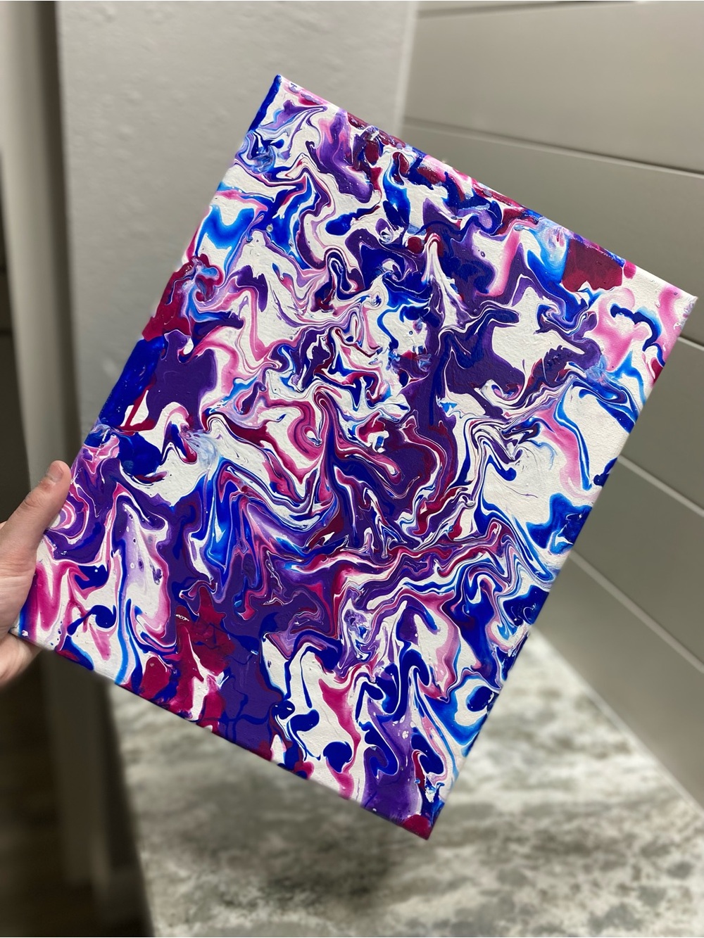 Abstract Canvas Art in Blue/Pink/Purple - Picture 2 of 7